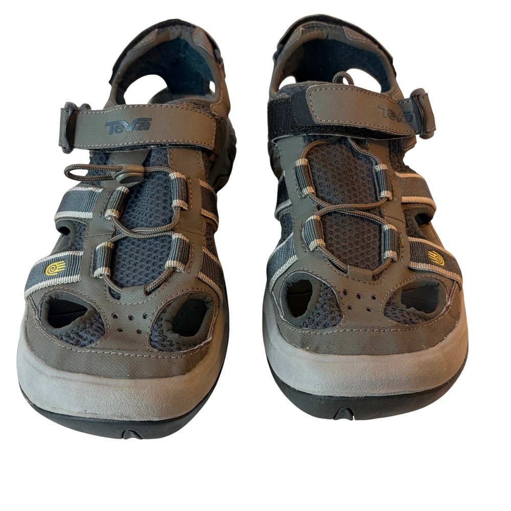 Teva Dozer Mens 11 Grey Closed Toe Hiking Water Sandals Bungee Strap